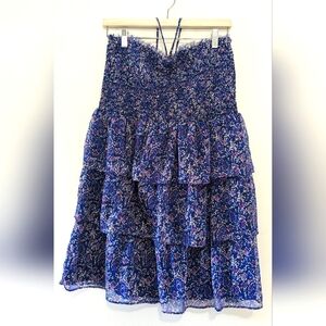 American Eagle dress with ruffles and smocked bustier top in purple flower print
